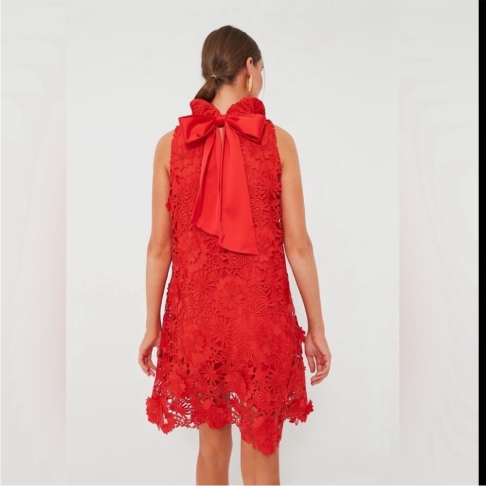 Tuckernuck Guipure Blythe Red Sleeveless Lace Shift Dress - Picture 2 of 6
